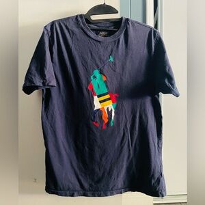 Polo by Ralph Lauren Navy Blue with Colorful Logo Crew Neck Size L /G